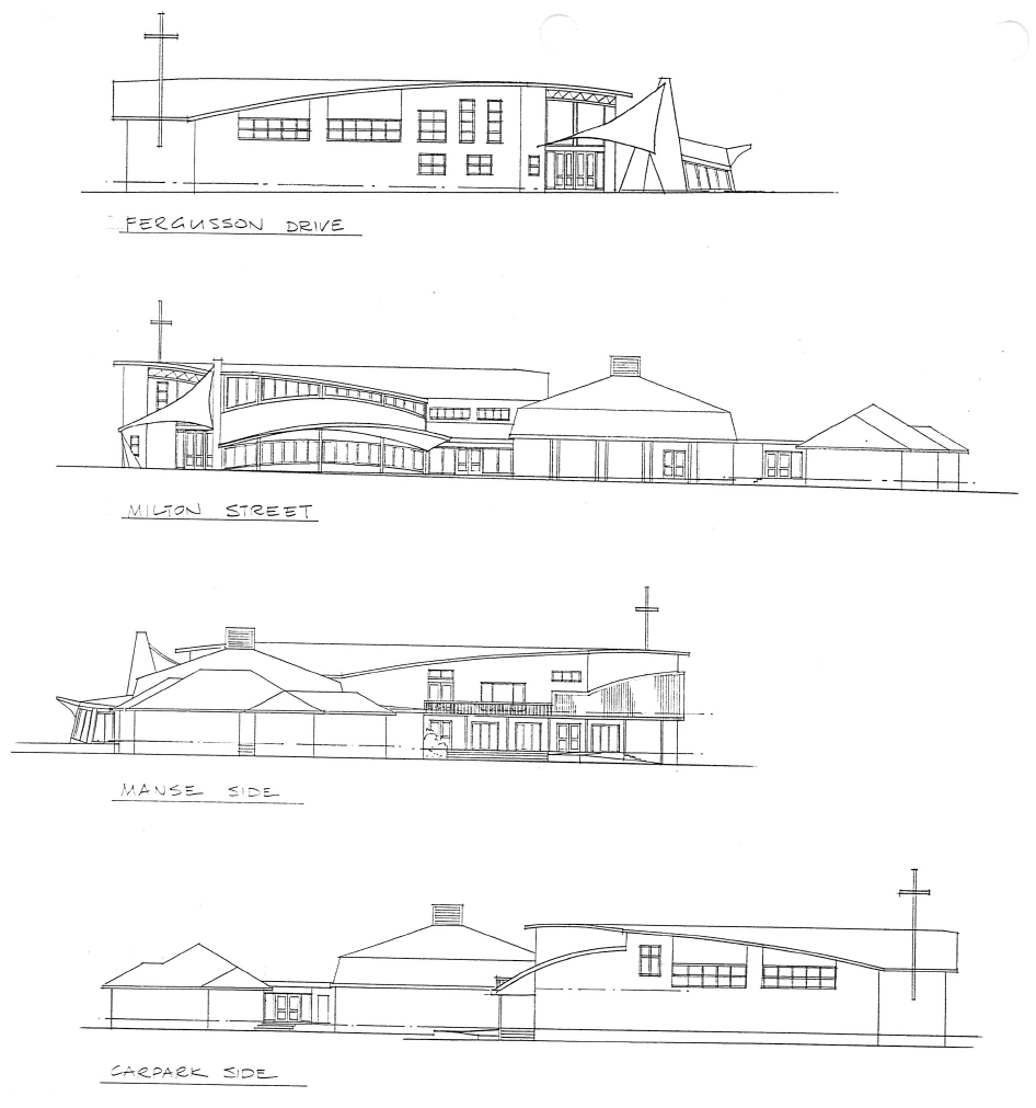 Elevations of the Upper Hutt Baptist Church developed design