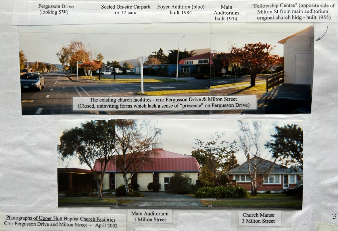 Existing Upper Hutt Baptist Church facilities at Fergusson Drive and Milton Street