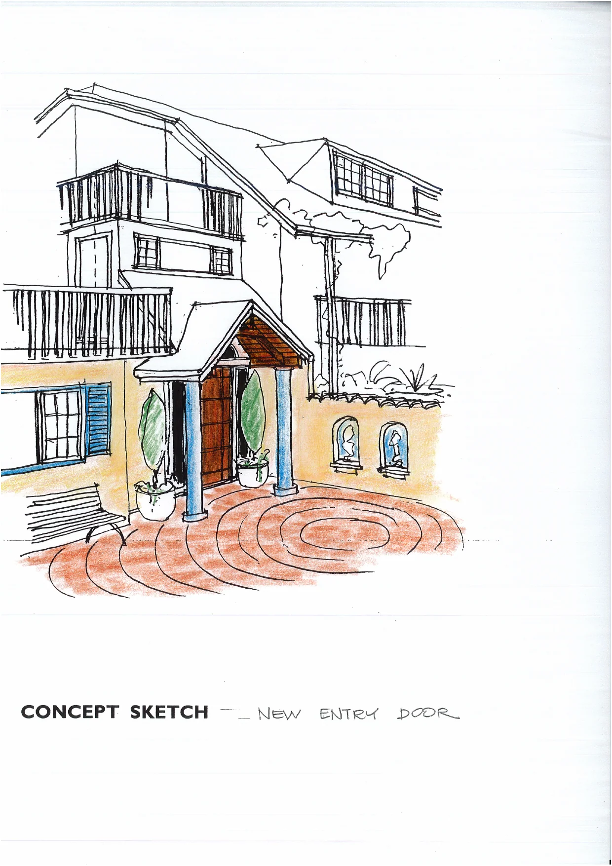 Concept sketch for a new entry door at Chatsworth Road, Silverstream