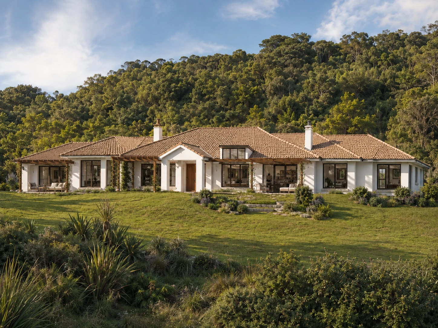 Rendered perspective of Akatarawa House in Akatarawa Valley