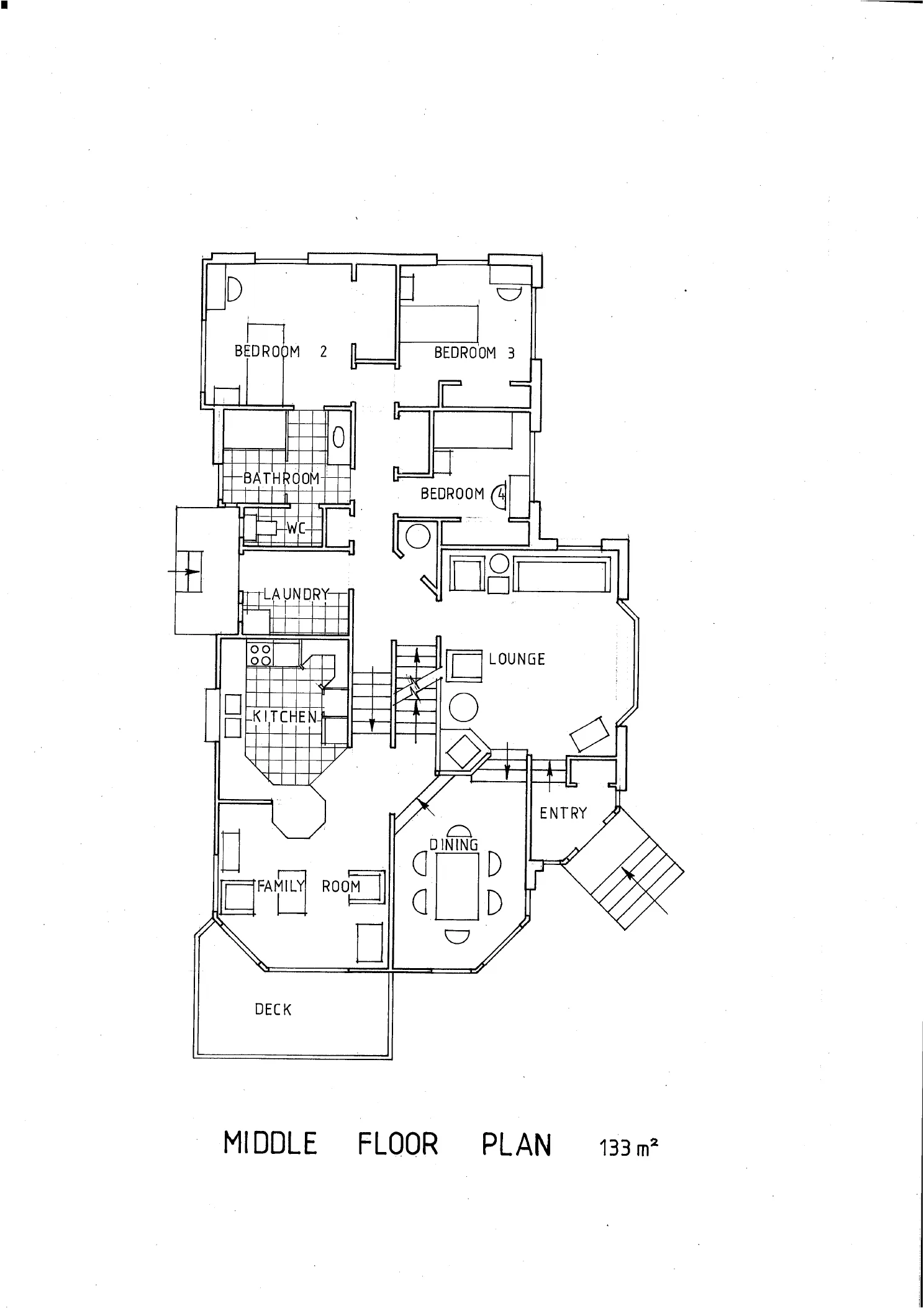 Middle floor plan for Lynfield House, Auckland