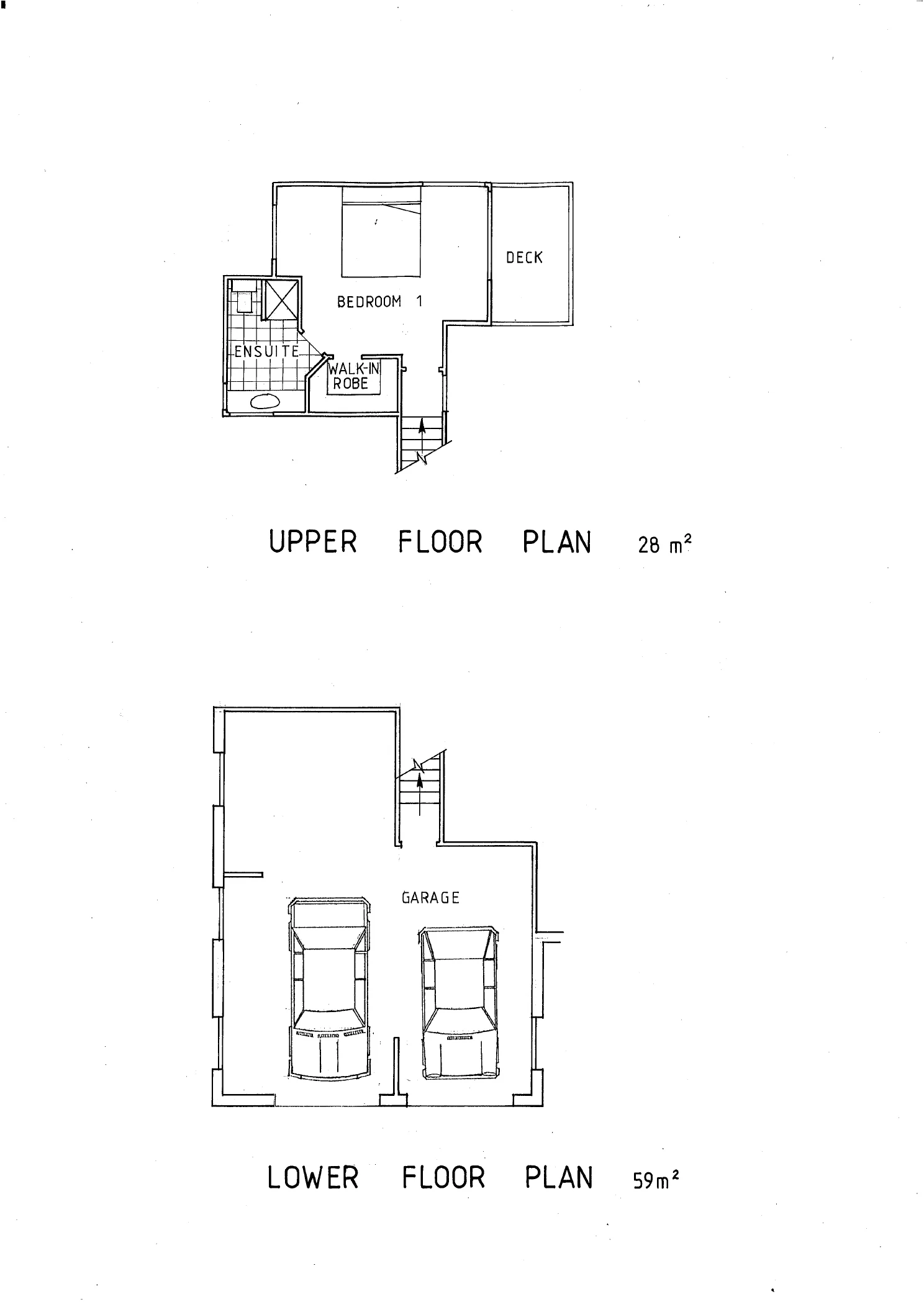 Upper and lower floor plans for Lynfield House, Auckland