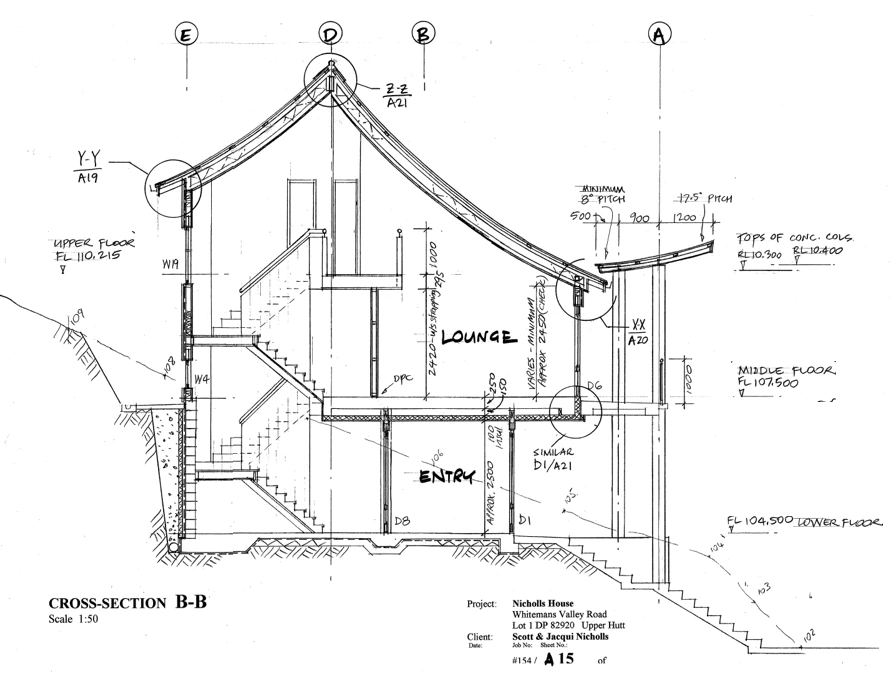 Cross-section through Nicholls House by Stephen Pattinson