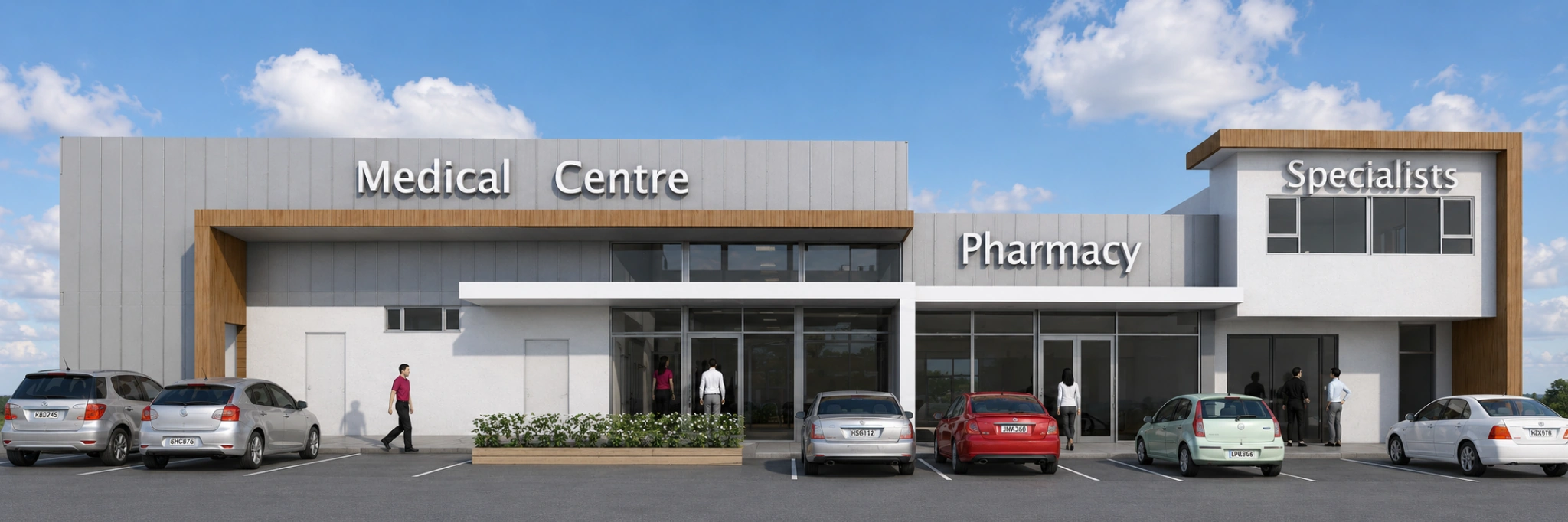 Rendered view of Queen Street Health Centre from Andrews Lane