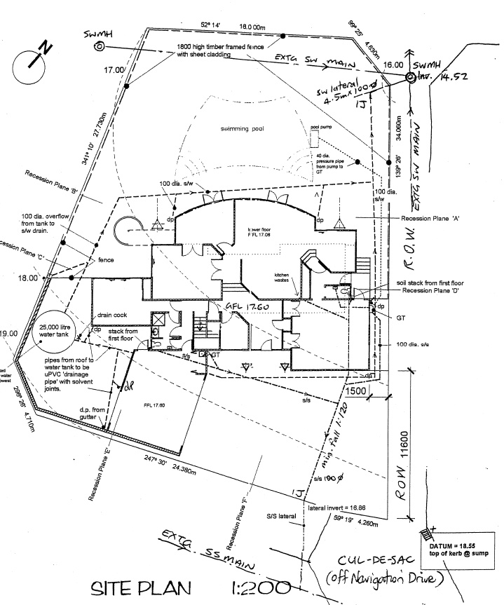 Site plan for Taylor House at 36 Navigation Drive, Whitby