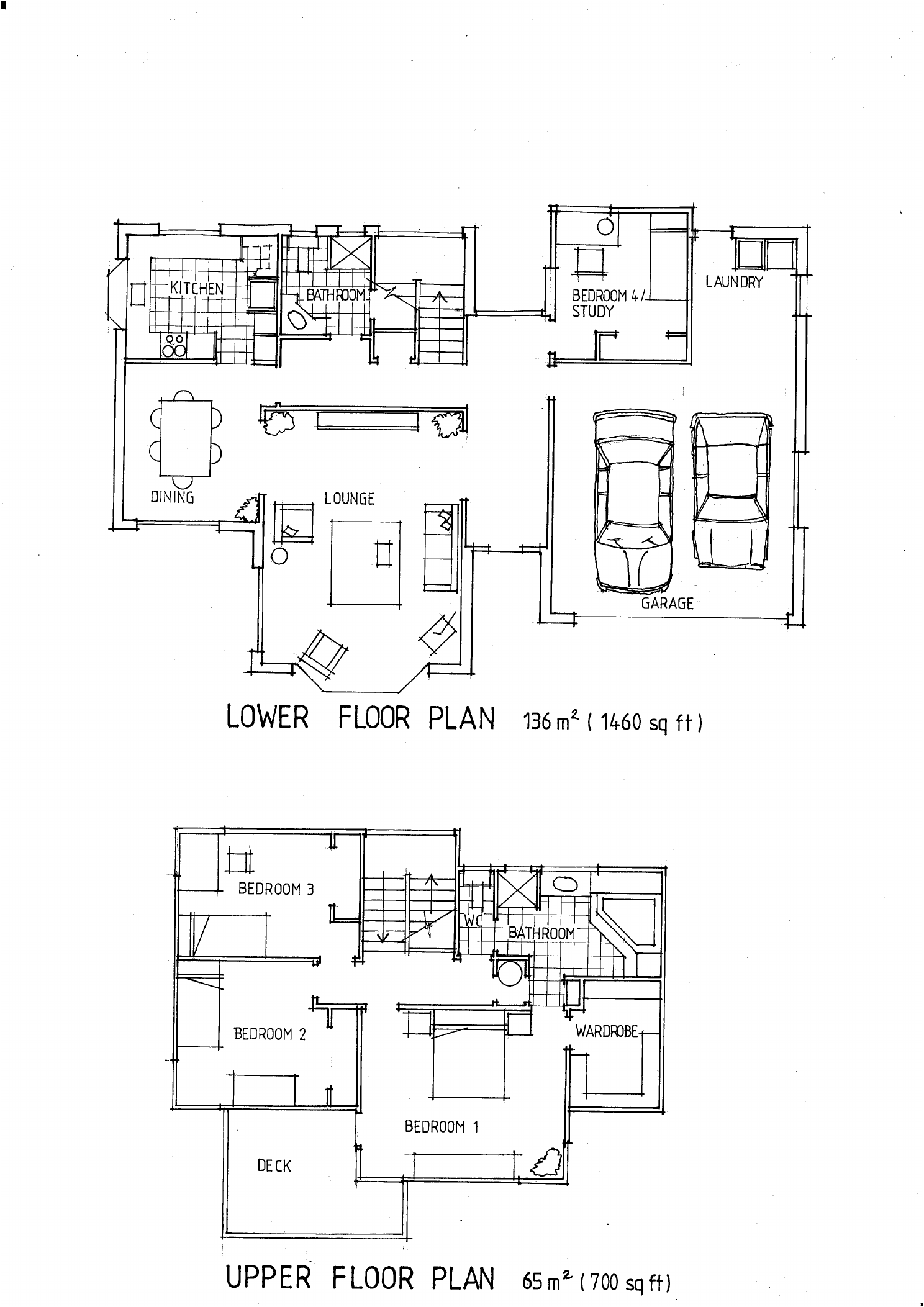 Lower and upper floor plans for Wilson House in Lynfield, Auckland
